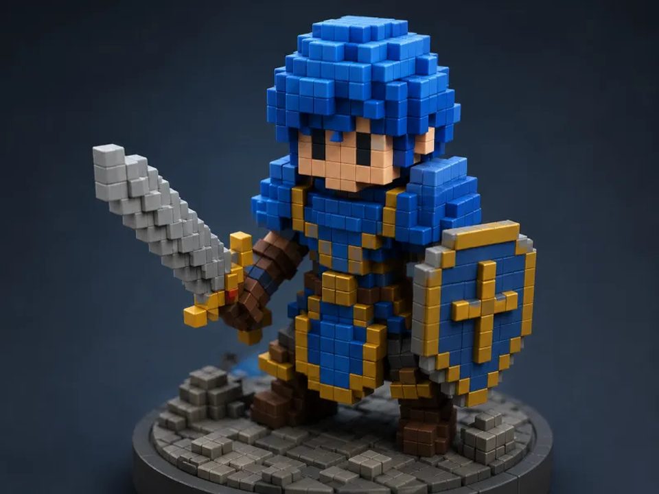 Figura de escritorio estilo píxel para decorar tu setup